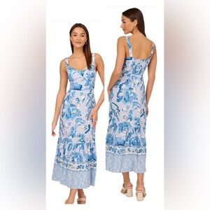 Adrianna Papell Blue and White Floral Maxi Dress NWT